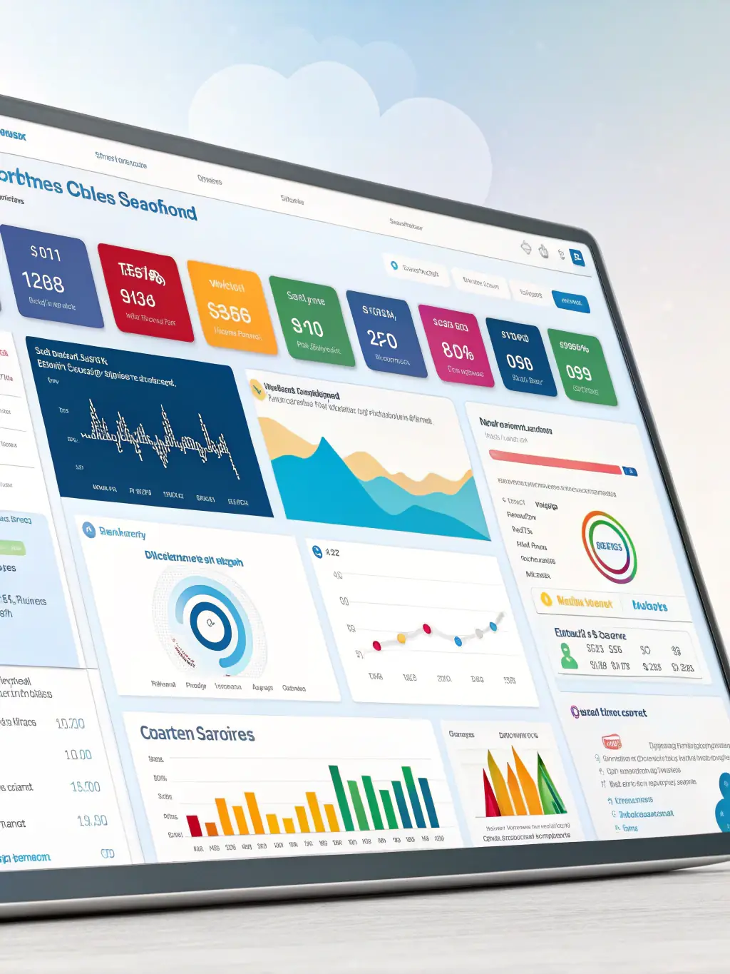 An image depicting a customizable dashboard in Workpath One, showcasing various widgets and data visualizations tailored to different business needs.